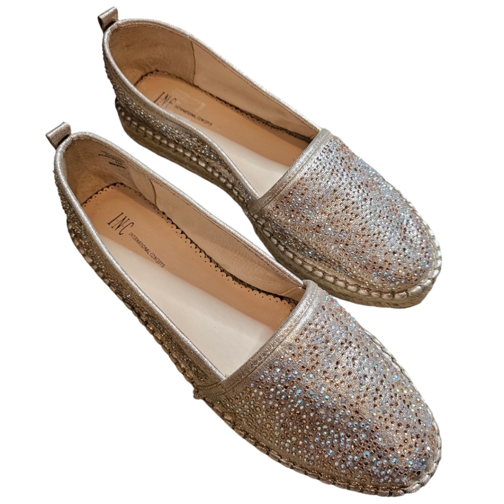 INC International Concepts NWOT Hildie rose gold rhinestone crystal flats. 9.5